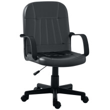 Faux Leather Swivel Office Chair - Black