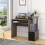 Computer Desk with Sliding Keyboard Tray Storage Drawer Shelf Home Office Workstation Grey 3