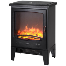 Tempered Glass Casing Electric Fireplace, Freestanding Electric Fire with Realistic Flame Effect, Overheat Protection, 950w/1850W, Black