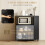 Black Kitchen Trolley with Cabinet & Spice Rack 8