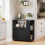 Black Kitchen Trolley with Cabinet & Spice Rack 3