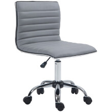 Armless Desk Task Chair, Adjustable Seat Height, Chrome Base and Rolling Wheels for Home Office Light Grey