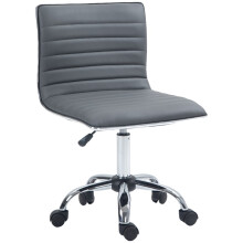 Armless Desk Task Chair, Adjustable Seat Height, Chrome Base and Rolling Wheels for Home Office Dark Grey