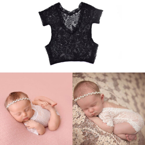 (Black)Macacão de renda floral infantil bebê meninas macacão roupa 1