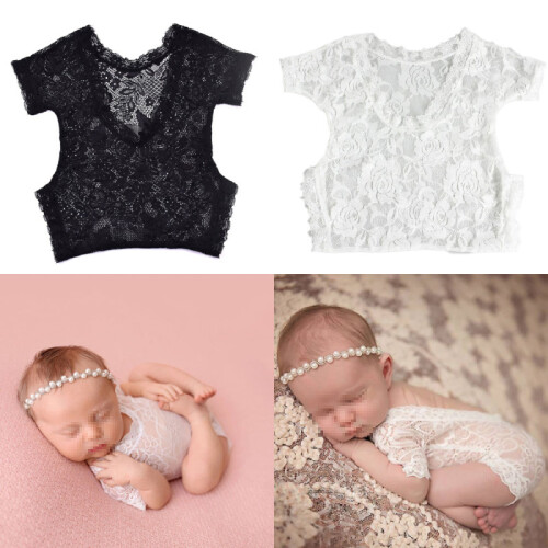 (Black)Macacão de renda floral infantil bebê meninas macacão roupa 2