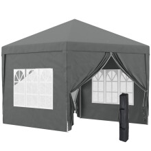 3x3(m) Pop-Up Gazebo, with Curtain Walls and Windows, Grey