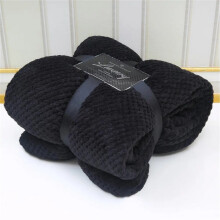 (Black, Single - 130x150cm) Popcorn Waffle Blankets Fleece Luxury Honecombe Style Throws Travel Sofa Settee Bed Warm Cosy Extra