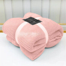 (Blush Pink, King - 200x240cm) Popcorn Waffle Blankets Fleece Luxury Honecombe Style Throws Travel Sofa Settee Bed Warm Cosy Extra