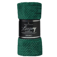 (Dark Green, Single - 130x150cm) Popcorn Waffle Blankets Fleece Luxury Honecombe Style Throws Travel Sofa Settee Bed Warm Cosy Extra