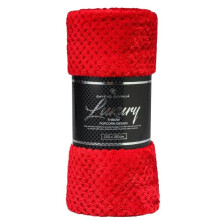 (Red, King - 200x240cm) Popcorn Waffle Blankets Fleece Luxury Honecombe Style Throws Travel Sofa Settee Bed Warm Cosy Extra