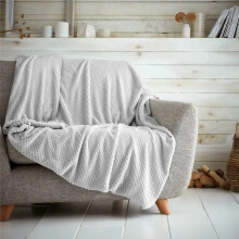 (Silver, Double - 150x200cm) Popcorn Waffle Blankets Fleece Luxury Honecombe Style Throws Travel Sofa Settee Bed Warm Cosy Extra