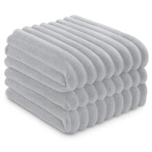 (Silver, 200cm x 240cm) Ultra Soft Faux Fur & Flannel Throw Blanket – Luxury Ribbed Fleece, Lightweight & Cozy for Bed, Sofa & All Seasons,