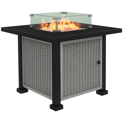81 x 81cm 50,000 BTU Gas Fire Pit Table - Grey