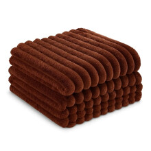 (Chocolate, 200cm x 240cm) Ultra Soft Faux Fur & Flannel Throw Blanket – Luxury Ribbed Fleece, Lightweight & Cozy for Bed, Sofa & All Seasons,