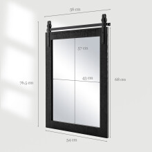 Rustic Rectangular Wall Mirror, Solid Wood Frame, 76x56 cm