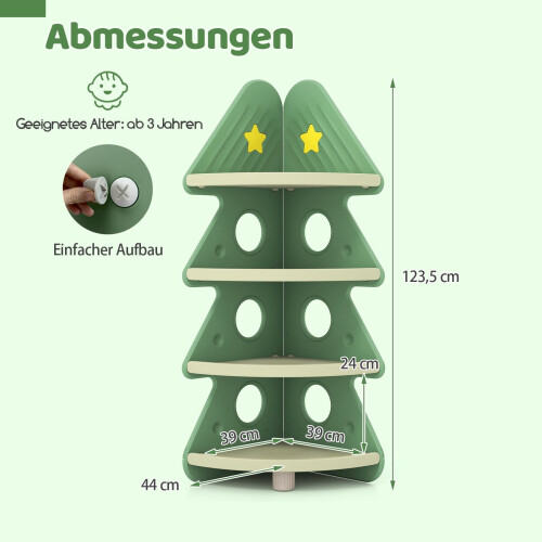 Children's Corner Bookshelf, 4-Tier, Christmas Tree Design
