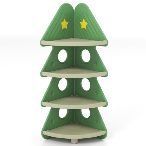 Children's Corner Bookshelf, 4-Tier, Christmas Tree Design 1
