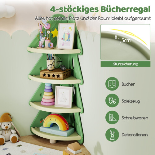 Children's Corner Bookshelf, 4-Tier, Christmas Tree Design 2