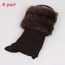 (Brown)Woolly Boot Cover Simple Warm Christmas Short Girls Wool Shoe Cover Supplies