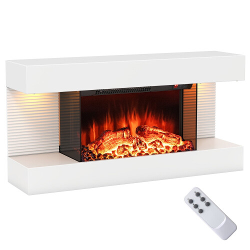 Electric Wall Fireplace with Heater & LED Lights 1