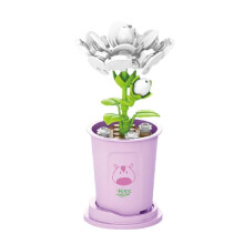 (Jasmine,50pcs)Bloques de construcción de rosas hágalo usted mismo ladrillos en maceta flores decoración conjunto de regalo
