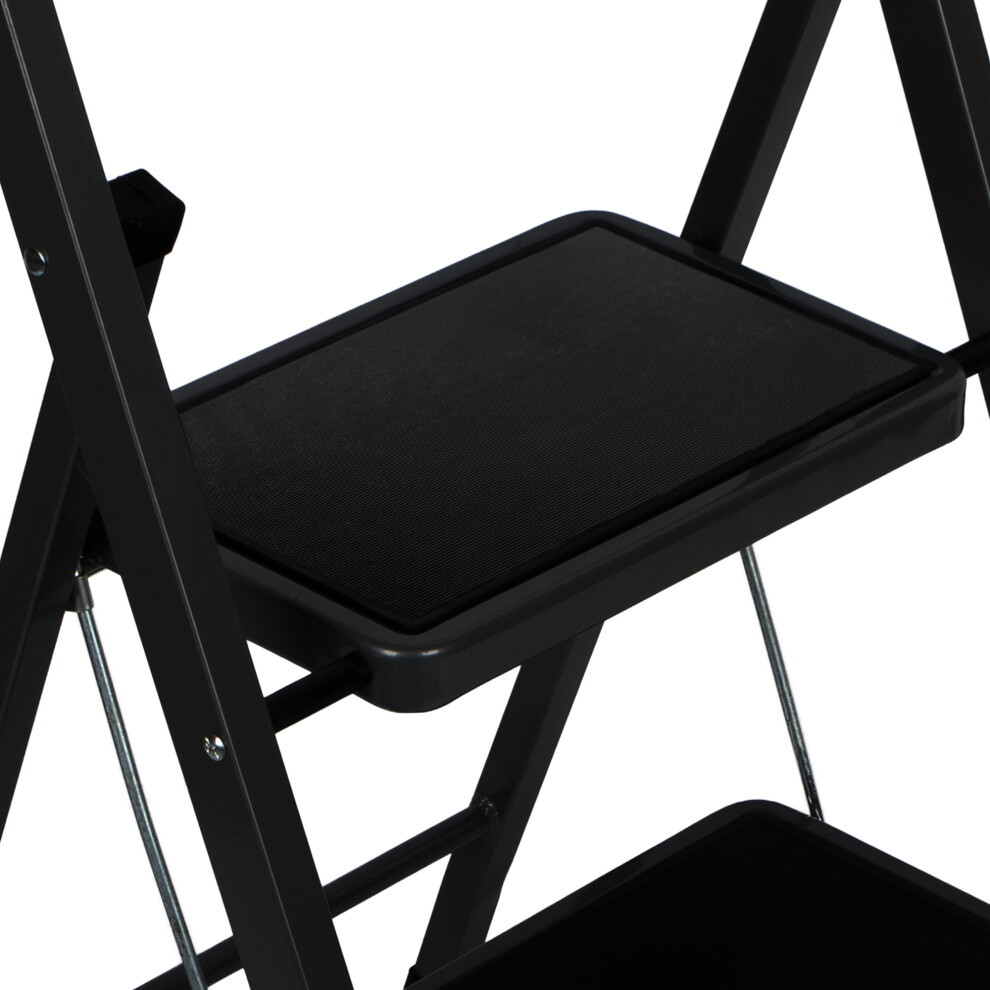 (2 Step Black) Futura Step Ladder Folding Step Stool Heavy Duty 150Kg ...