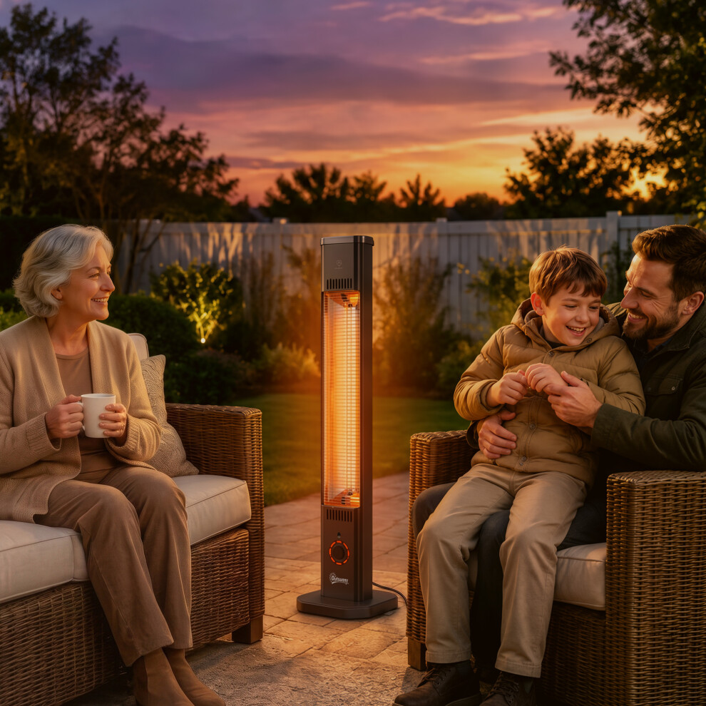 Outsunny 2000 W Electric Infrared Patio Heater With Cover, Ip65, Black
