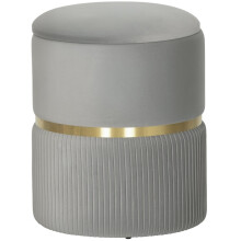 (LIGHT GREY, Polyester) Velvet-Finish Storage Ottoman - Light Grey