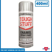 RAPIDE Tough Stuff Enamel Spray Paint Gloss Metal Wood Plastic Silver 400ml