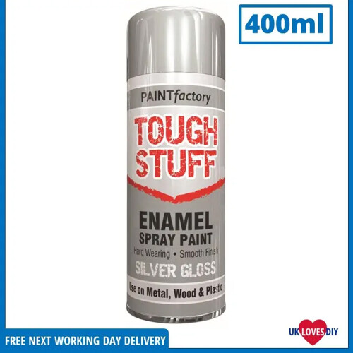 Rapide RAPIDE Tough Stuff Enamel Spray Paint Gloss Metal Wood Plastic Silver 400ml