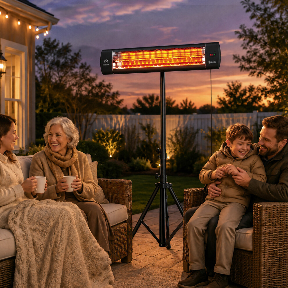 Outsunny 2500 W Electric Infrared Patio Heater, Ip65 Garden Heater, Black