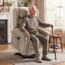 HOMCOM Power Lift Recliner Chair for Elderly with Remote Control, Khaki