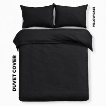 (Black, Single (135 x 200cm)) 3 Piece Duvet Cover Set with 2 Pillowcases Ideal for UK Modern Bedrooms Fade Resistant Breathable