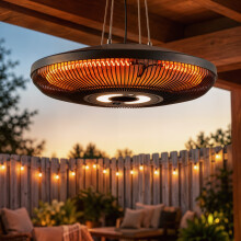 Outsunny 2000 W Hanging Electric Patio Heater with LED Light, IP65, Black