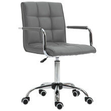 (Grey, PU Leather) PU Leather Office Chair, Grey, Adjustable Height