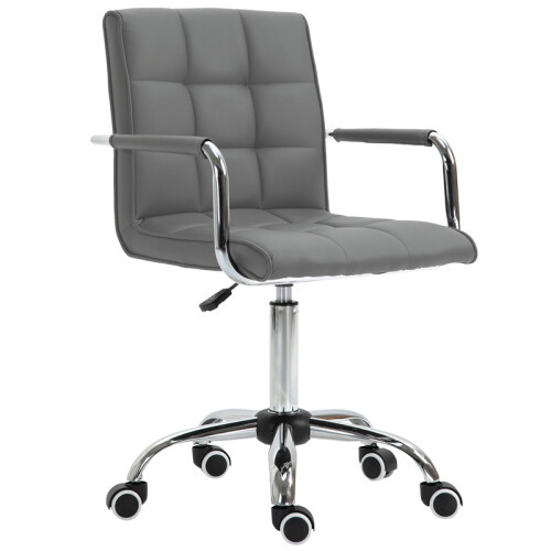 (Grey, PU Leather) PU Leather Office Chair, Grey, Adjustable Height