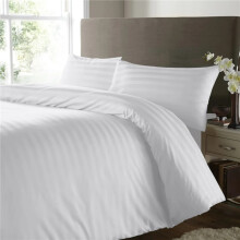 (White, Double) 3 Piece Stripe Duvet Cover Set – Premium Quality Soft Microfibre Bedding with Matching Pillowcases
