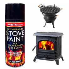 RAPIDE PF High Temp Stove Spray Paint Black Matt Wood Burners Stoves & BBQ 400ML