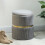 (LIGHT GREY, Polyester) Velvet-Finish Storage Ottoman - Light Grey 2