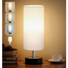 Bedside Lamp, 3 Color Modes (3000/4500/6000K), Linen Fabric Lampshade, Modern Table Lamp for Bedroom, Living Room, Hotel