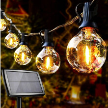 Solar Outdoor String Lights, 10+1 G40 LED Bulbs, IP44 Waterproof, with 4 Modes