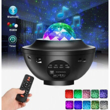 Hviezdny projektor, rotujúci hviezdny projektor, 21 režimov osvetlenia, planetárny projektor s nastaviteľným jasom a Bluetooth reproduk
