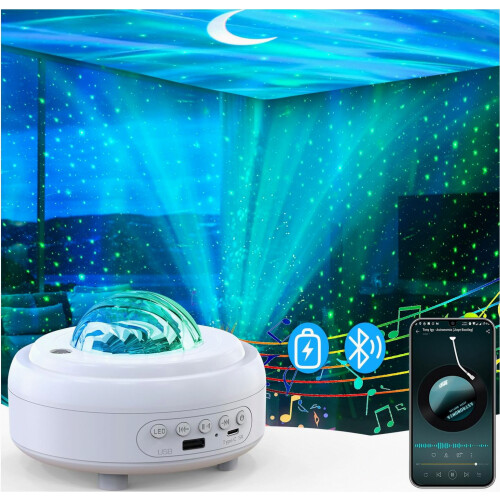 Sterrenhemelprojector met Bluetooth-luidspreker, noorderlichtprojector
