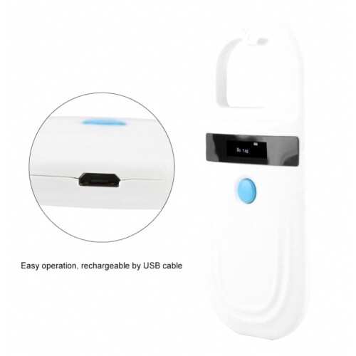 Lector de microchips para mascotas - Pantalla OLED - Recargable por USB - Compatible con FDX-B 1