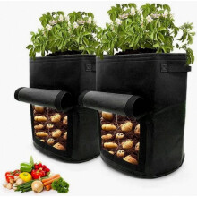 2 Potato Grow Bags, 10 Gallon Non-Woven Fabric Garden Planting Bag with Handles and Window [1111]