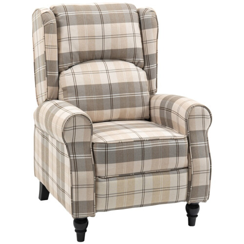 (khaki, Polyester) Wingback Recliner with Footrest – Khaki