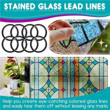 8 Pcs Stained Glass Lead Lines - 3mm 216ft Glass Decal Leading Lines Roll - for Glass Painting Surface-Gallery Window