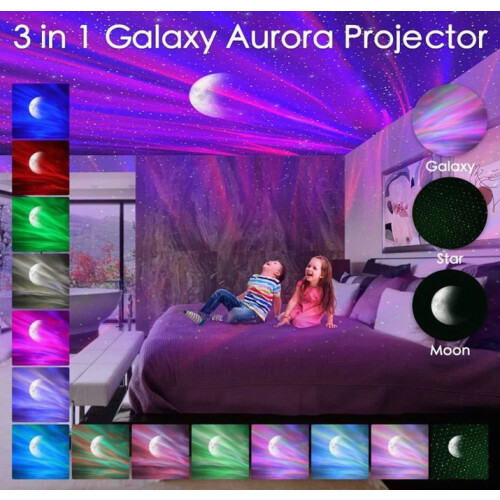 Προβολέας Γαλαξία Aurora Borealis 3 σε 1 με 14 εφέ φωτισμού και λευκό θόρυβο, φωτιστ 1