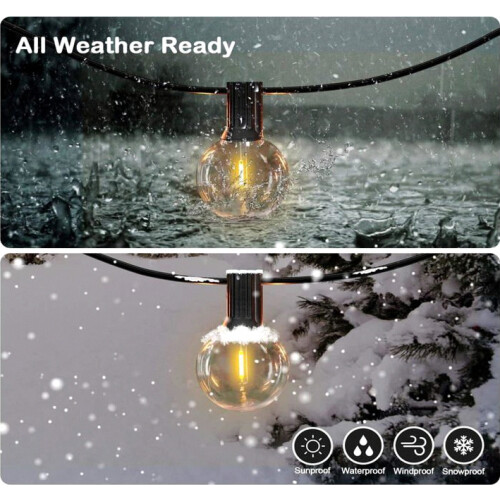 Solar Outdoor String Lights, 10+1 G40 LED Bulbs, IP44 Waterproof, with 4 Modes 1