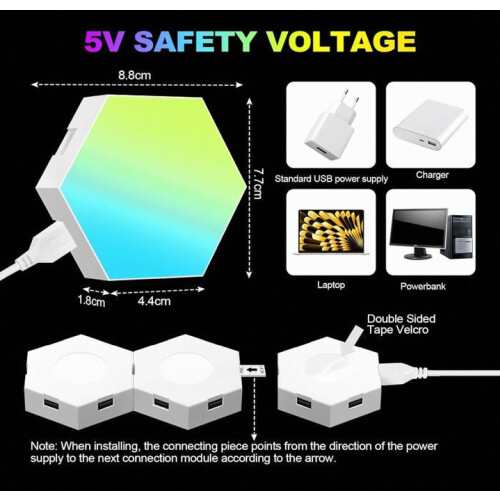 Λάμπα LED για παιχνίδια 8 τεμαχίων, Smart RGB, 16 εκατομμύρια χρώματα, έλεγχος εφα 1
